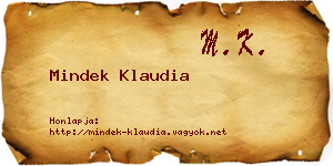 Mindek Klaudia névjegykártya